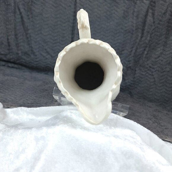Vintage 1969 Signed Frances Coker 12” White Ceramic Pitcher Rococo Art Pottery - Picture 8 of 15